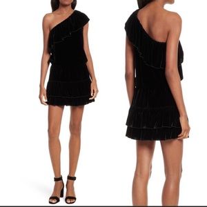 JOIE Caviar KOLDA Velvet Ruffle Blouson Dress